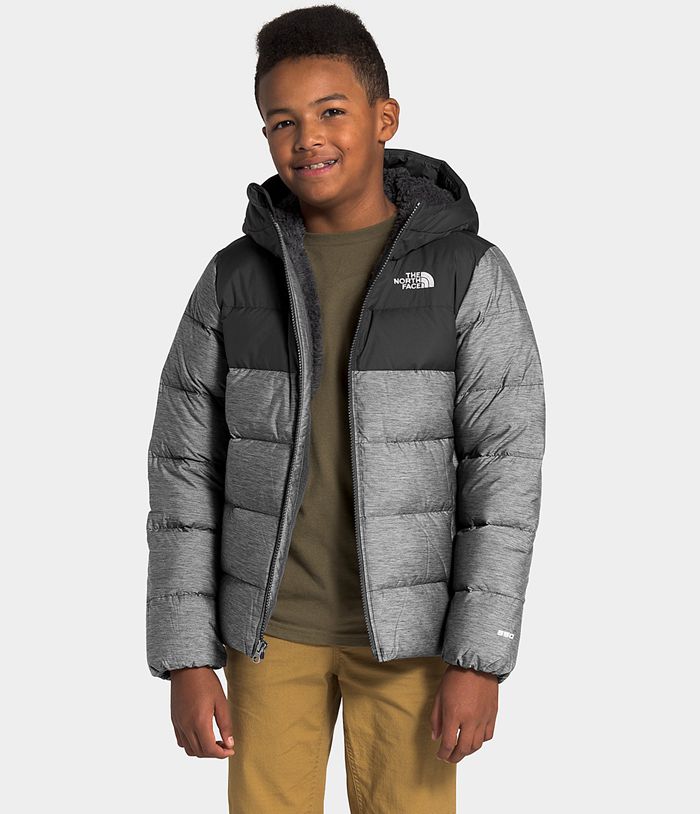 The North Face Jacket Youth Moondoggy Hoodie Grey/Black - Boys - Thailand HNIEM-9621